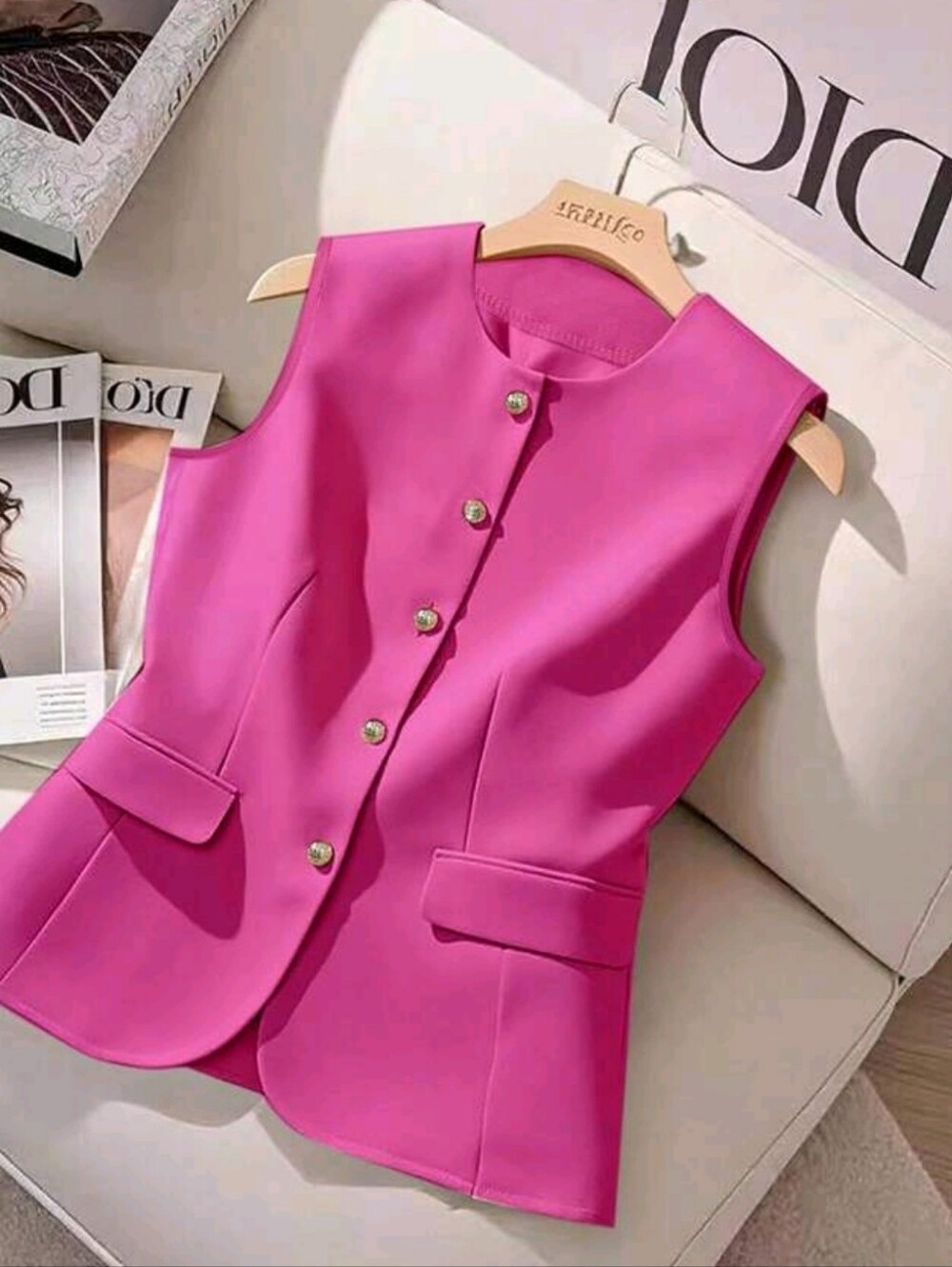 Casual Hot Pink Blouse